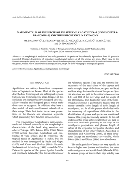 Hymenoptera: Braconidae) and Their Importance in Taxonomy