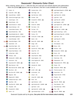 Swarovski® Elements Color Chart When Ordering, Please Use a ( / ) After the Item # to Add Size and Indicate Desired Color Abbreviation