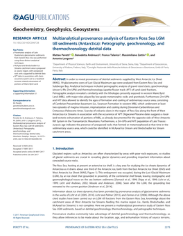 Multianalytical Provenance Analysis of Eastern Ross Sea LGM Till Sediments