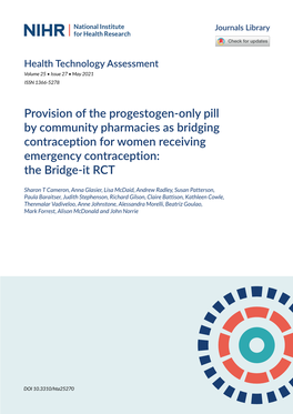 Provision of the Progestogen-Only Pill by Community Pharmacies As Bridging Contraception for Women Receiving Emergency Contraception: the Bridge-It RCT