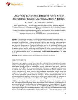 Akademia Baru Analyzing Factors That Influence Public Sector