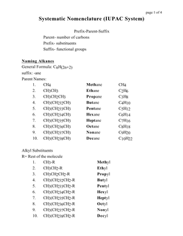 Systematic Nomenclature (IUPAC System)