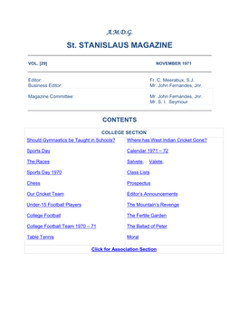 St. STANISLAUS MAGAZINE