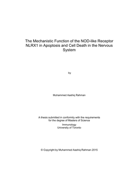 The Mechanistic Function of the NOD-Like Receptor NLRX1 in Apoptosis and Cell Death in the Nervous System