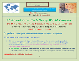 5 Biruni Interdisciplinary World Congress
