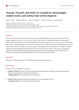 Neurog1, Neurod1, and Atoh1 Are Essential for Spiral Ganglia, Cochlear Nuclei, and Cochlear Hair Cell Development