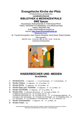 Evangelische Kirche Der Pfalz KINDERBÜCHER UND -MEDIEN