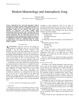 Modern Meteorology and Atmospheric Icing