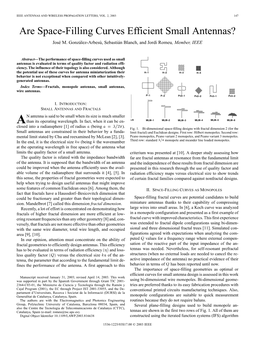 Are Space-Filling Curves Efficient Small Antennas? José M