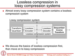 Entropy and Lossless Coding No