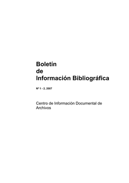 Boletín De Información Bibliográfica