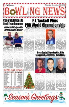 E.J. Tackett Wins PBA World Championship