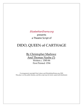 DIDO, QUEEN of CARTHAGE