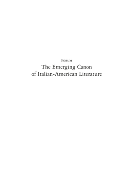 The Emerging Canon of Italian-American Literature RSA Journal 20-21/2010-2011