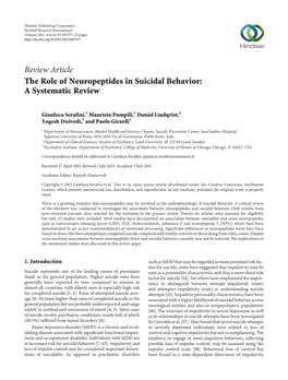 The Role of Neuropeptides in Suicidal Behavior: a Systematic Review