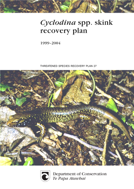 Cyclodina Spp. Skink Recovery Plan