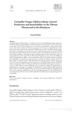 Caterpillar Fungus (Ophiocordyceps Sinensis) Production and Sustainability on the Tibetan Plateau and in the Himalayas