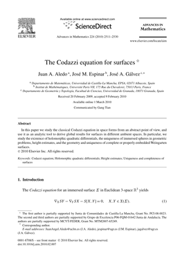 The Codazzi Equation for Surfaces ✩