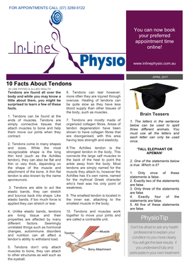 10 Facts About Tendons in LINE PHYSIO & ALLIED HEALTH Tendons Are Found All Over the 6