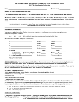 CJSF) APPLICATION FORM MOTTO: Scholarship for Service