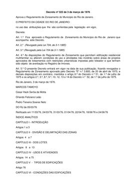 Decreto Nº 322 De 3 De Março De 1976 Aprova O Regulamento De