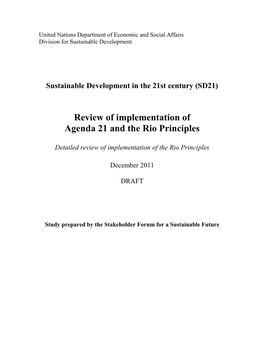 Review of Implementation of Agenda 21 and the Rio Principles