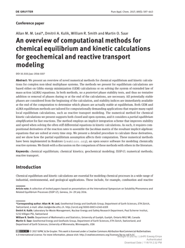 An Overview of Computational Methods for Chemical Equilibrium and Kinetic Calculations for Geochemical and Reactive Transport Modeling