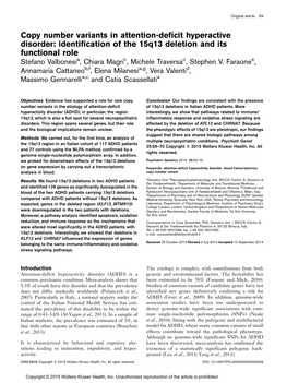 Copy Number Variants in Attention-Deficit Hyperactive Disorder