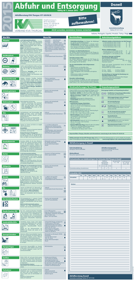 Abfuhr Und Entsorgung Gültig Ab 1