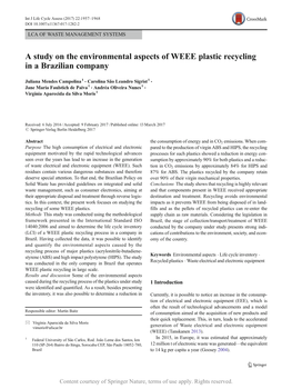 A Study on the Environmental Aspects of WEEE Plastic Recycling in a Brazilian Company