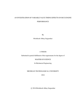 An Investigation of Variable Valve Timing Effects on Hcci Engine