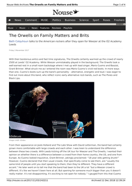 The Orwells on Family Matters and Brits | Nouse