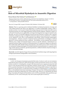 Role of Microbial Hydrolysis in Anaerobic Digestion