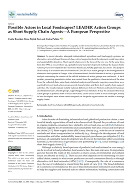 Possible Actors in Local Foodscapes? LEADER Action Groups As Short Supply Chain Agents—A European Perspective