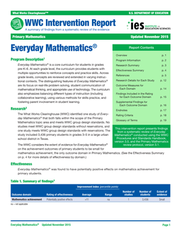 Everyday Mathematics® Report Contents Overview P