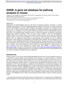 GSKB: a Gene Set Database for Pathway Analysis in Mouse
