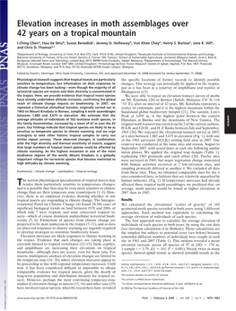 Elevation Increases in Moth Assemblages Over 42 Years on a Tropical Mountain