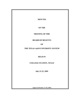 The Texas A&M University System, Meeting of the Board of Regents