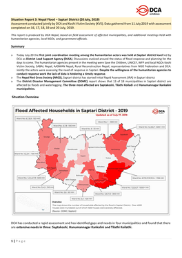 Saptari District (20 July, 2019) Assessment Conducted Jointly by DCA and Koshi Victim Society (KVS)
