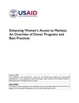 Enhancing Women's Access to Markets