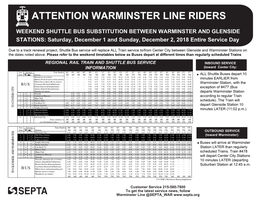 Warminster Line Weekend Shuttle Bus, Train Timetable