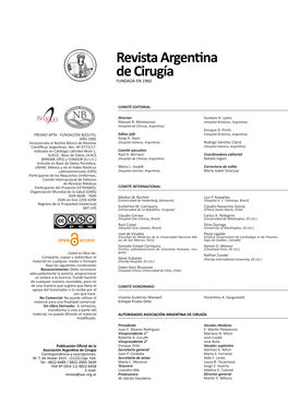 Revista Argentina De Cirugía FUNDADA EN 1960