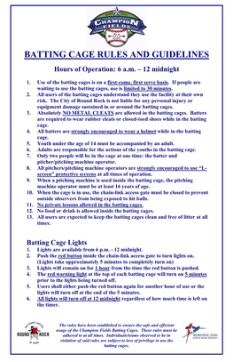 Batting Cage Rules and Guidelines