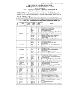 Part-II-Sem-III & IV Examination October/November