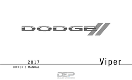 2017 Dodge Viper SRT Owner's Manual