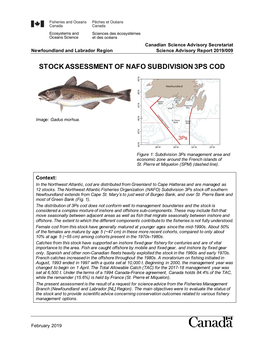 Stock Assessment of Nafo Subdivision 3Ps Cod