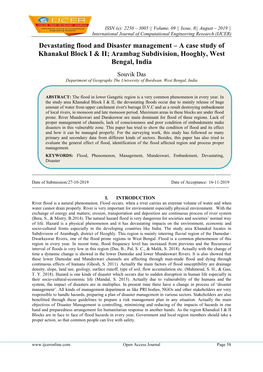 Devastating Flood and Disaster Management – a Case Study of Khanakul Block I & II; Arambag Subdivision, Hooghly, West Bengal, India