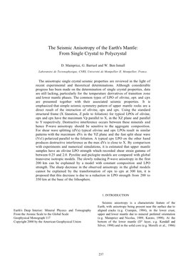 The Seismic Anisotropy of the Earth's Mantle: from Single Crystal to Polycrystal