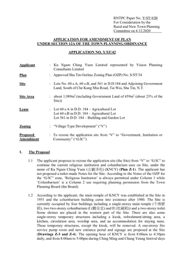 RNTPC Paper No. Y/ST/42B for Consideration by the Rural and New Town Planning Committee on 4.12.2020