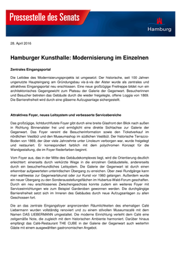 Hamburger Kunsthalle: Modernisierung Im Einzelnen